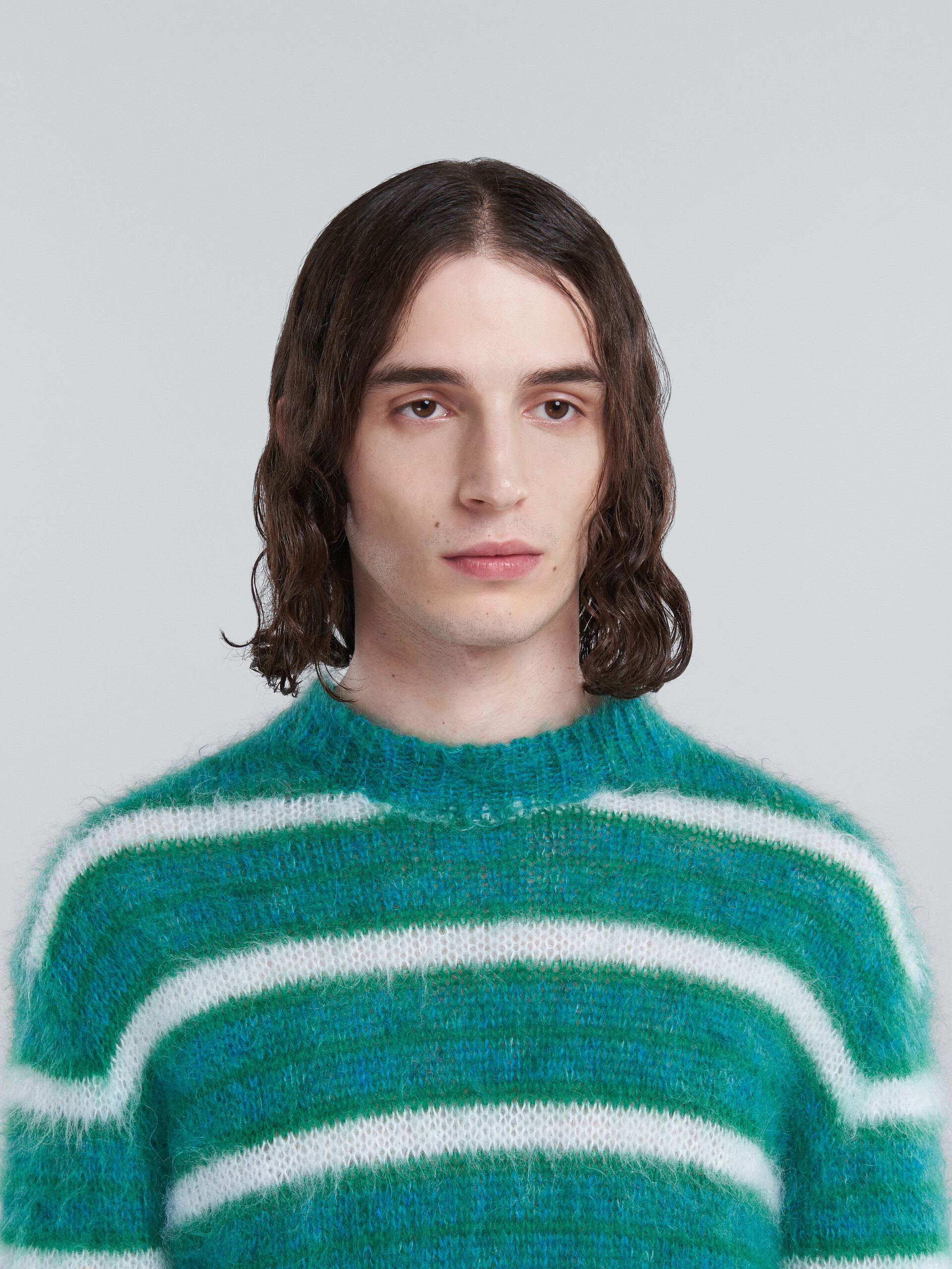 Turquoise striped mohair sweater - Pullovers - Image 4