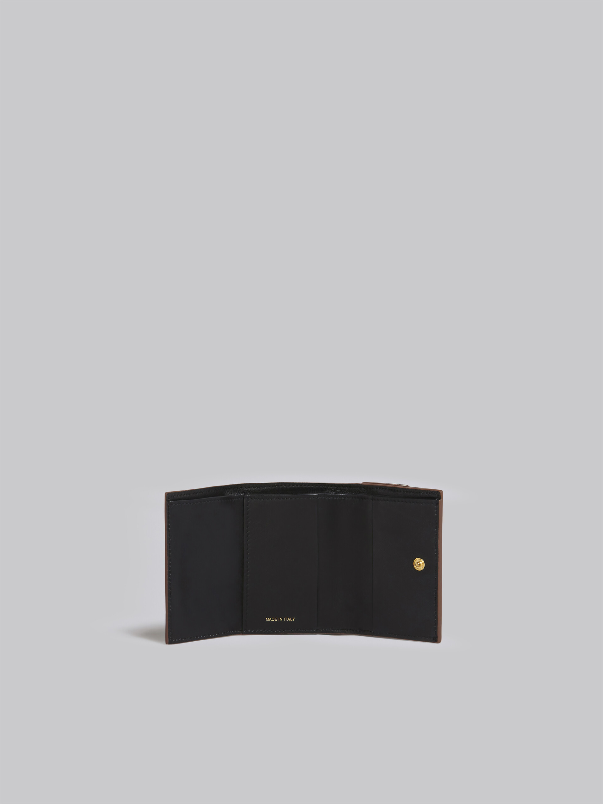 Tri-fold wallet in mono-coloured saffiano leather - Wallets - Image 2