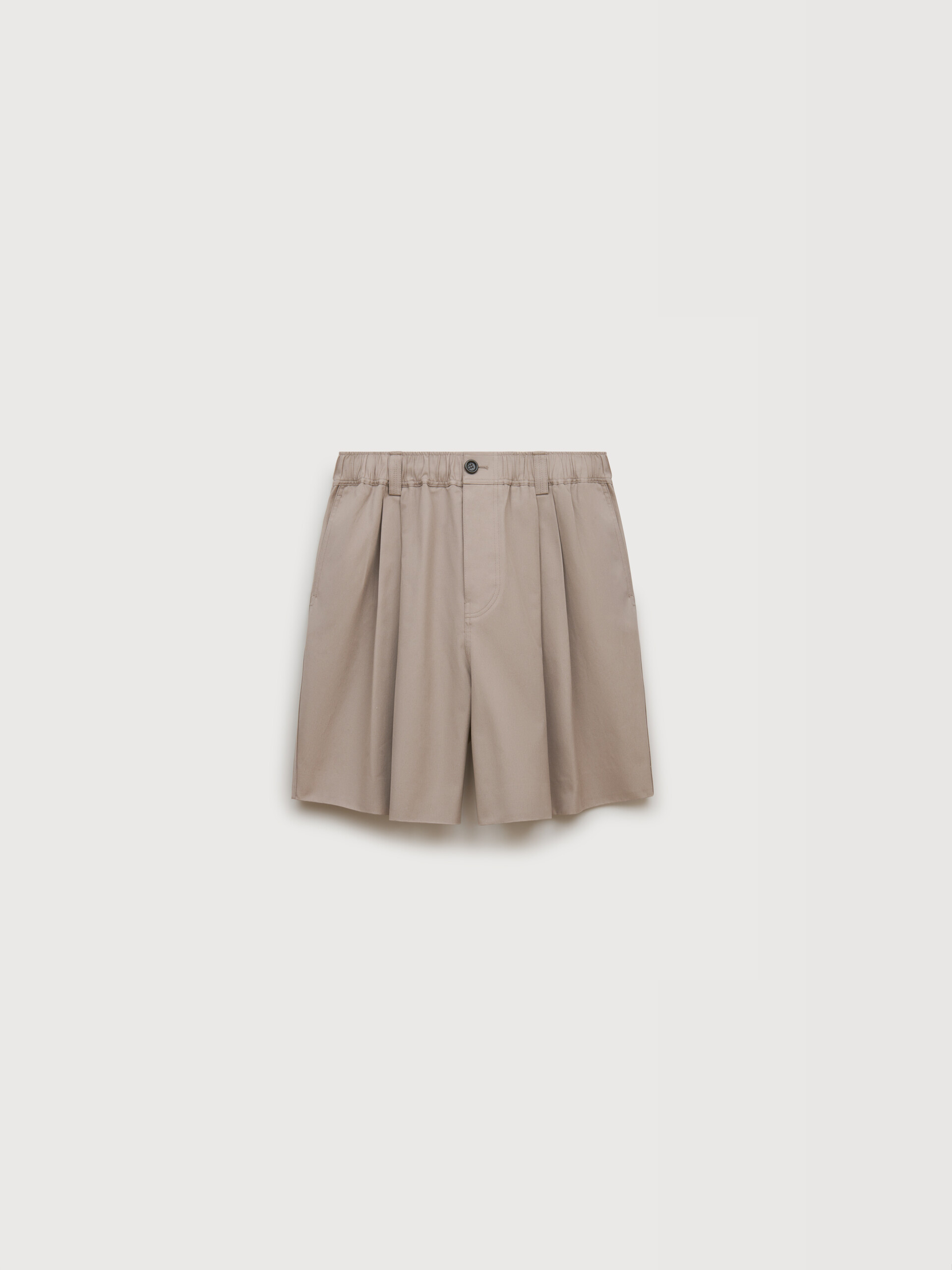 Gray canvas shorts with pleats - Pants - Image 1