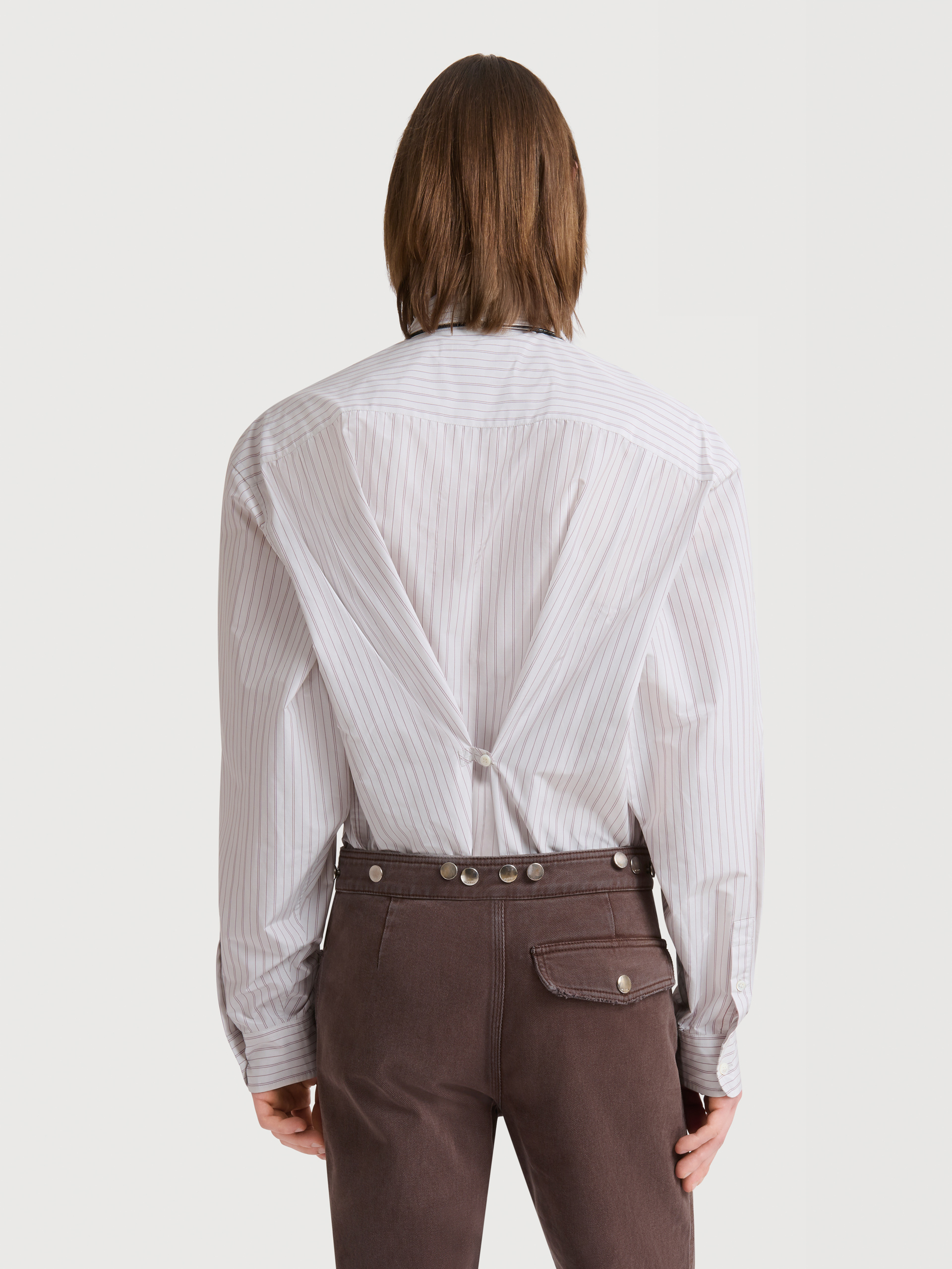 White techno poplin shirt with thin stripe - Shirts - Image 4