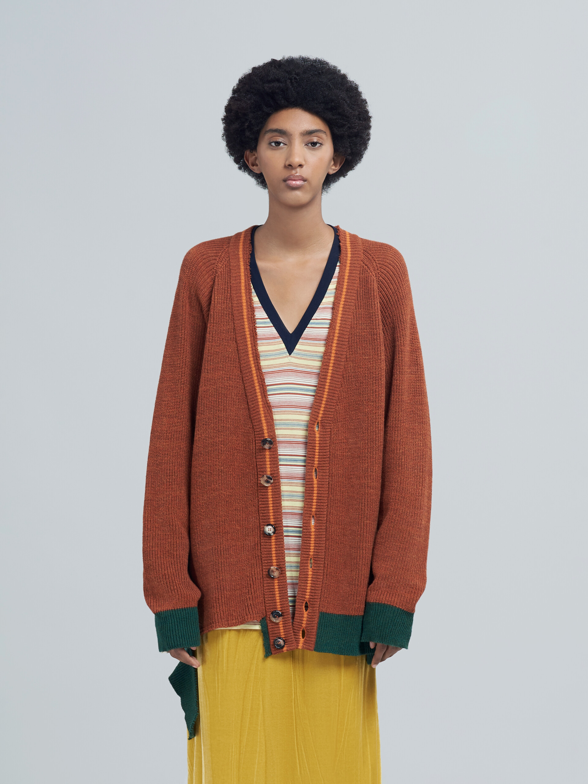 Ribbed bio cotton and wool cardigan - Pullovers - Image 2