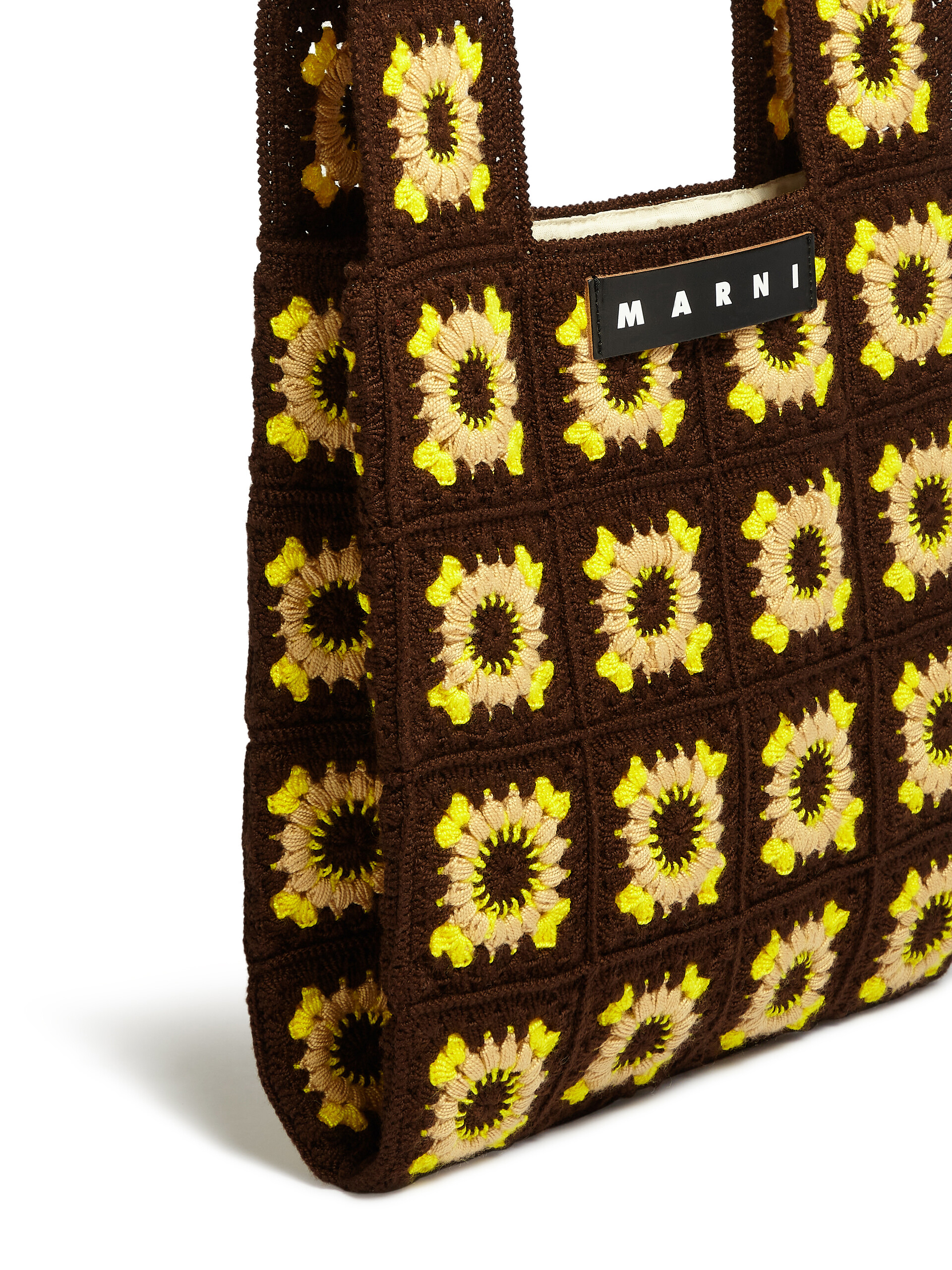 MARNI MARKET FISH bag in brown crochet - Bags - Image 4