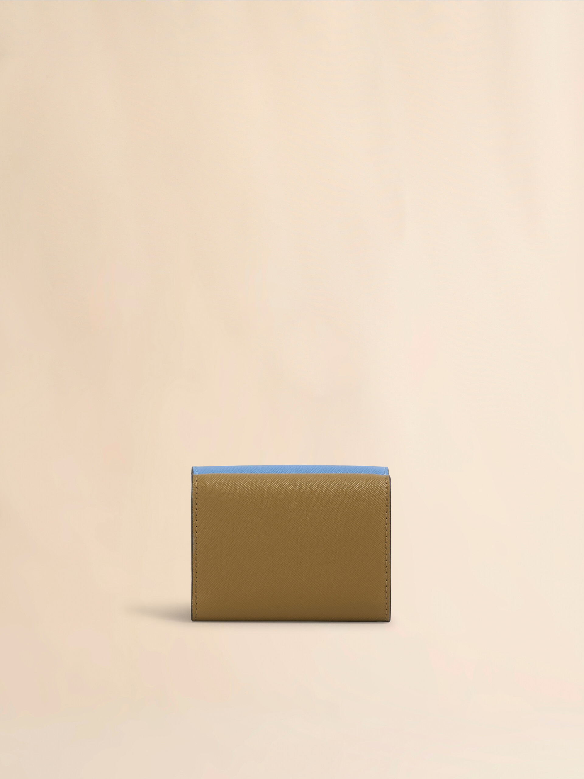Trifold wallet in blue, cream and brown saffiano leather - Wallets - Image 3