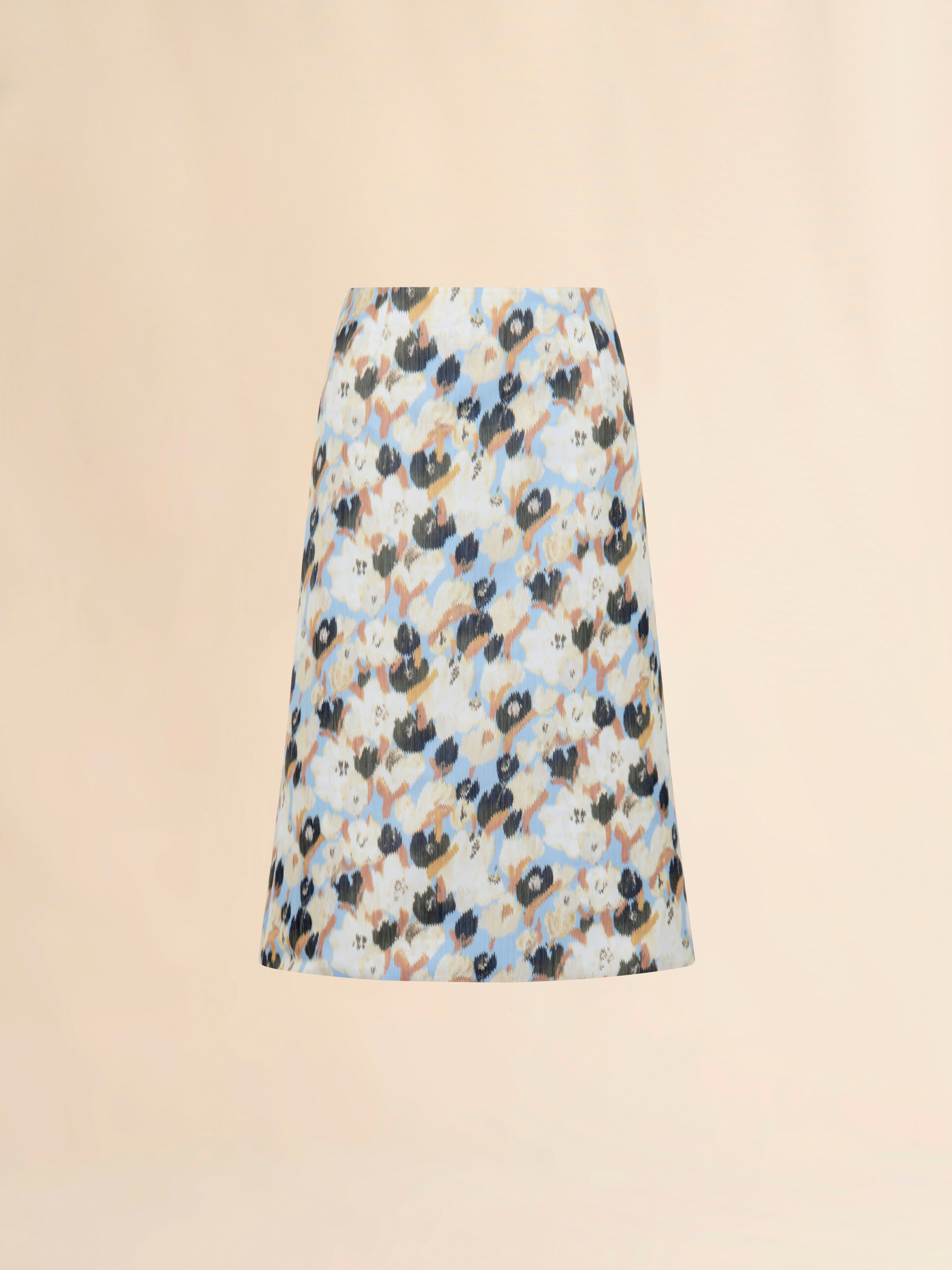 Light blue duchesse skirt with Secret Bouquet print - Skirts - Image 1