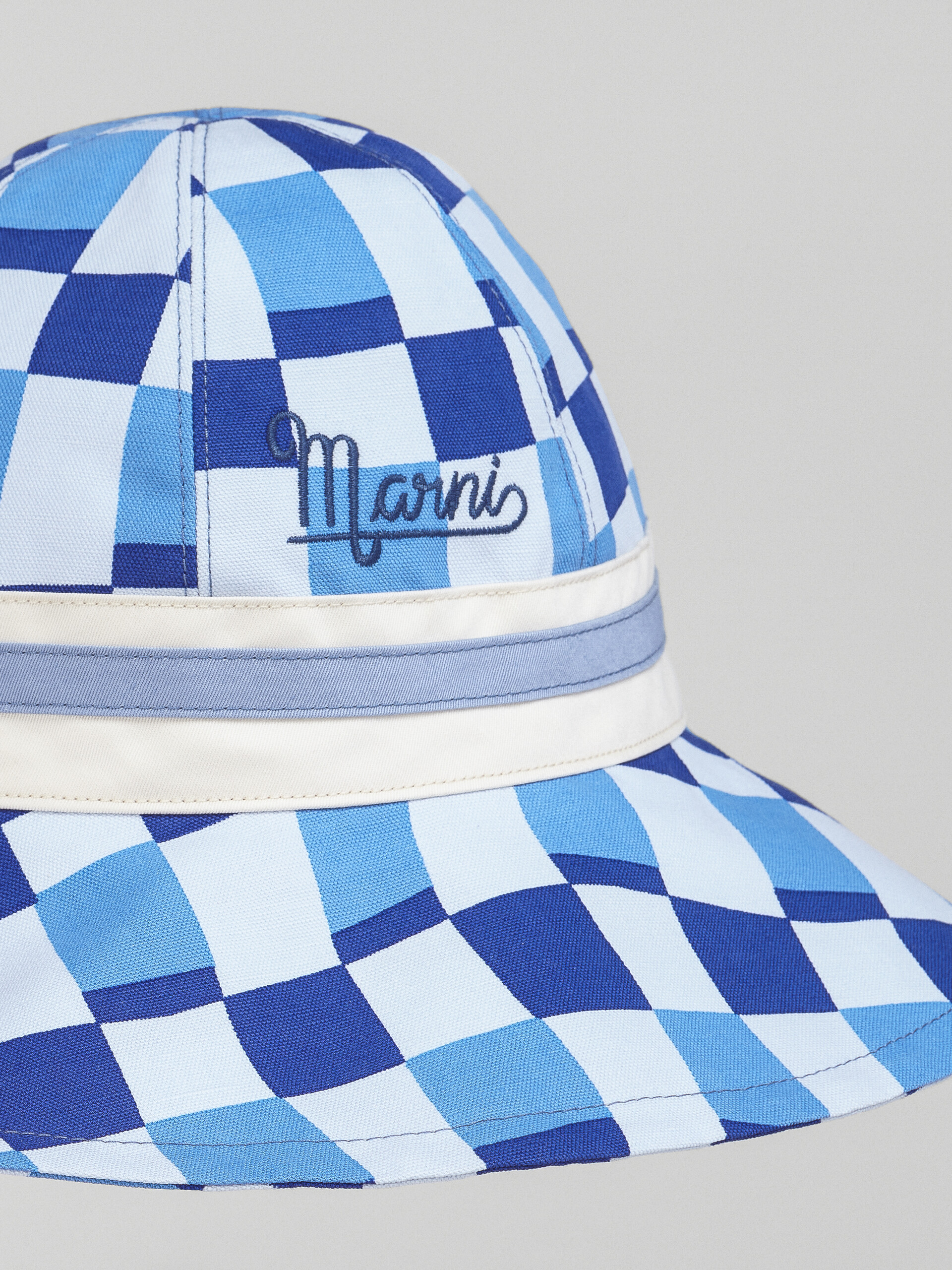 Blue all-over print cotton bucket hat - Hats - Image 3