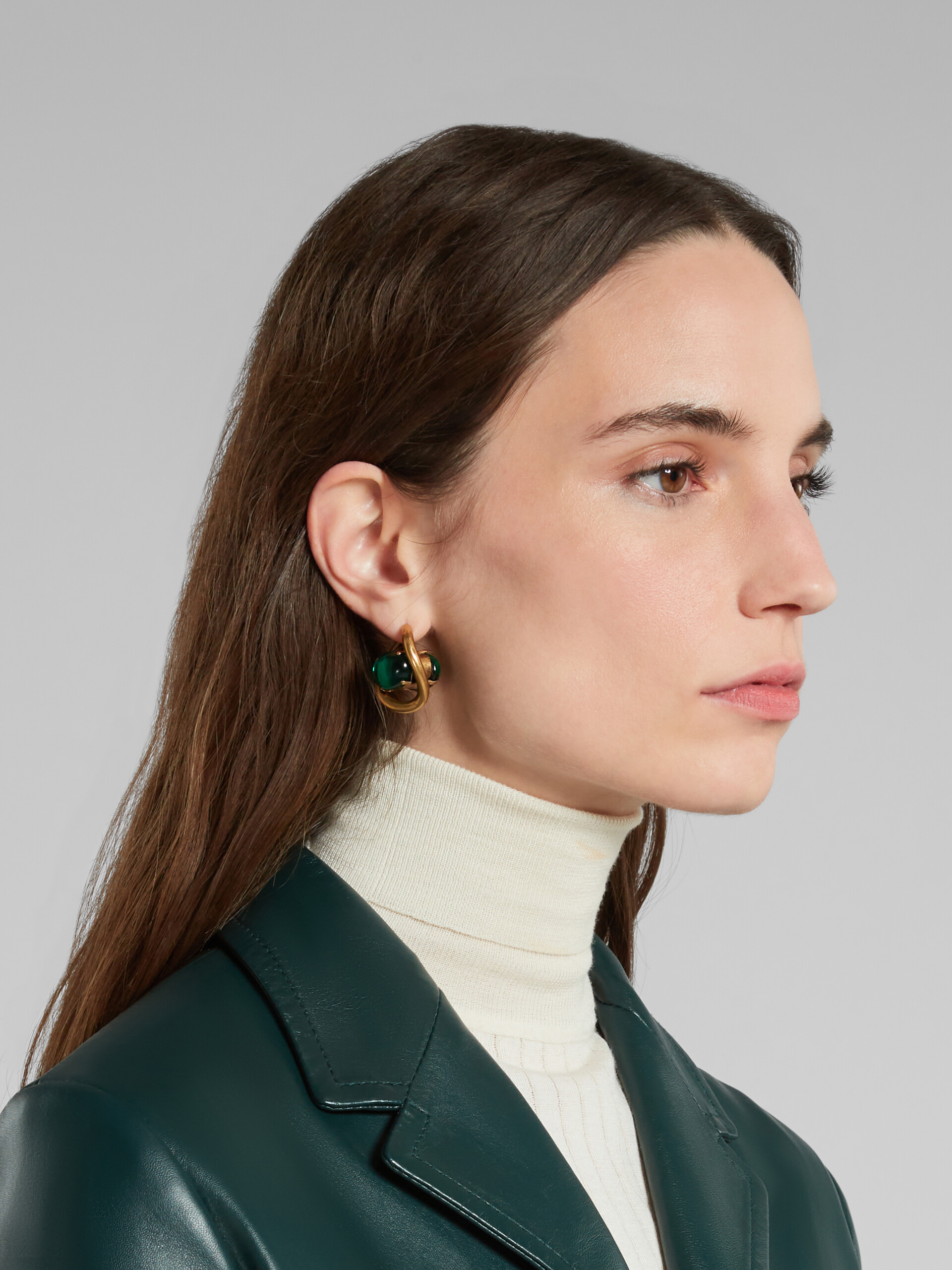 Twisted hoop earrings with resin eyes - Earrings - Image 2