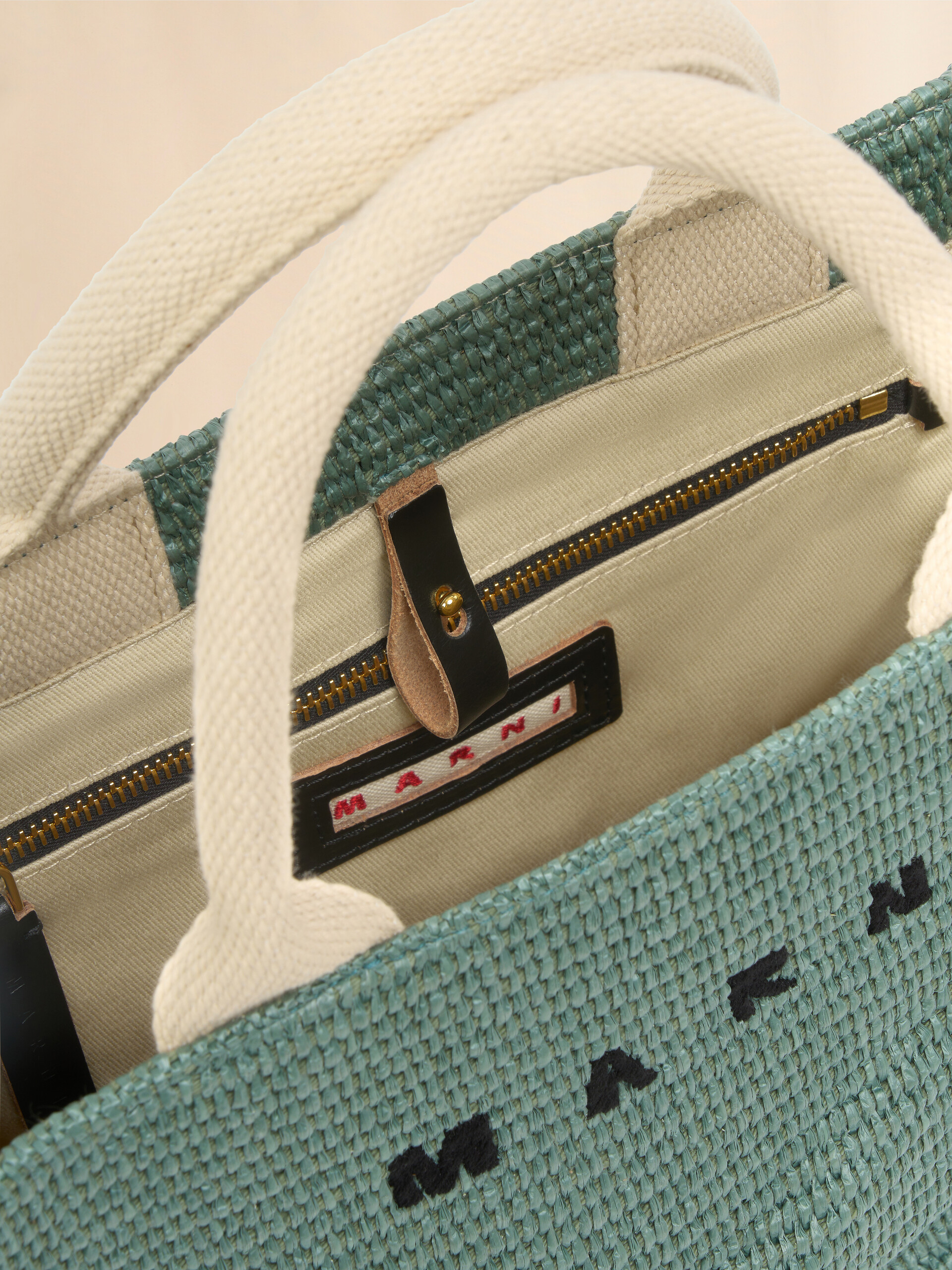 Tote Bag Piccola in tessuto effetto rafia rosa - Borse shopping - Image 4