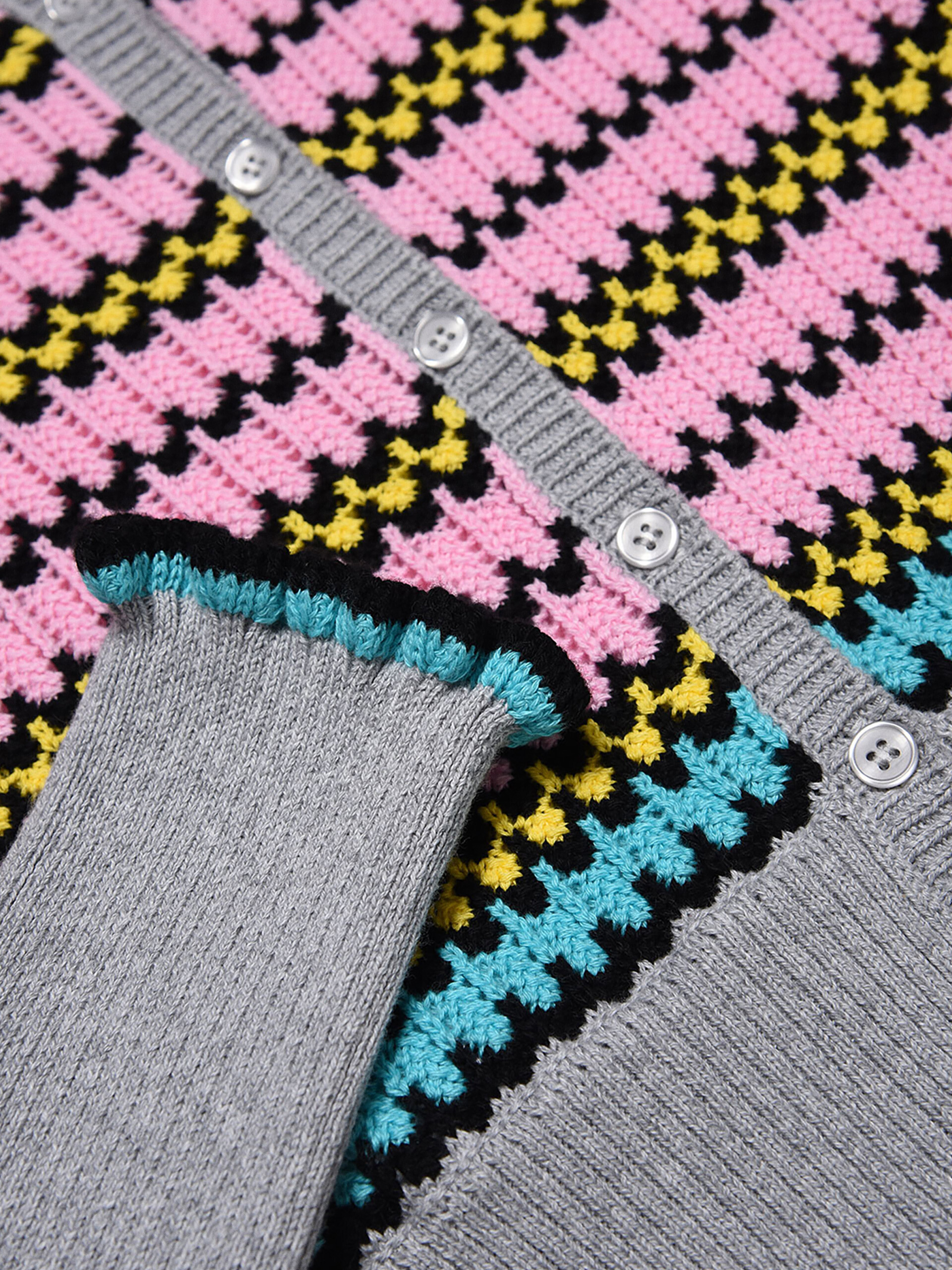 멀티 컬러 핑크 스트라이프 코튼 카디건 - Knitwear - Image 3