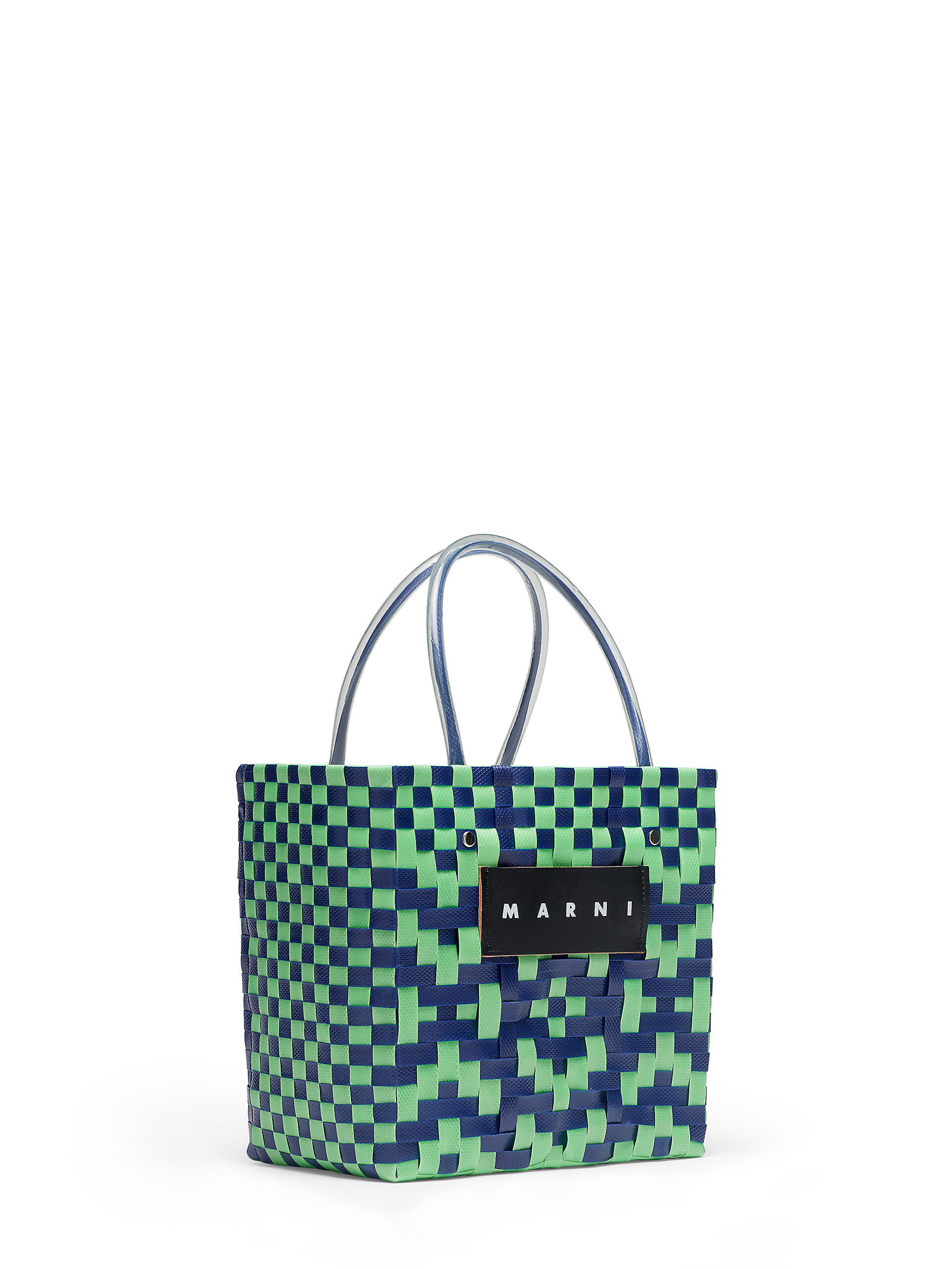 MARNI MARKET BASKET bag in blue and green woven material | Marni