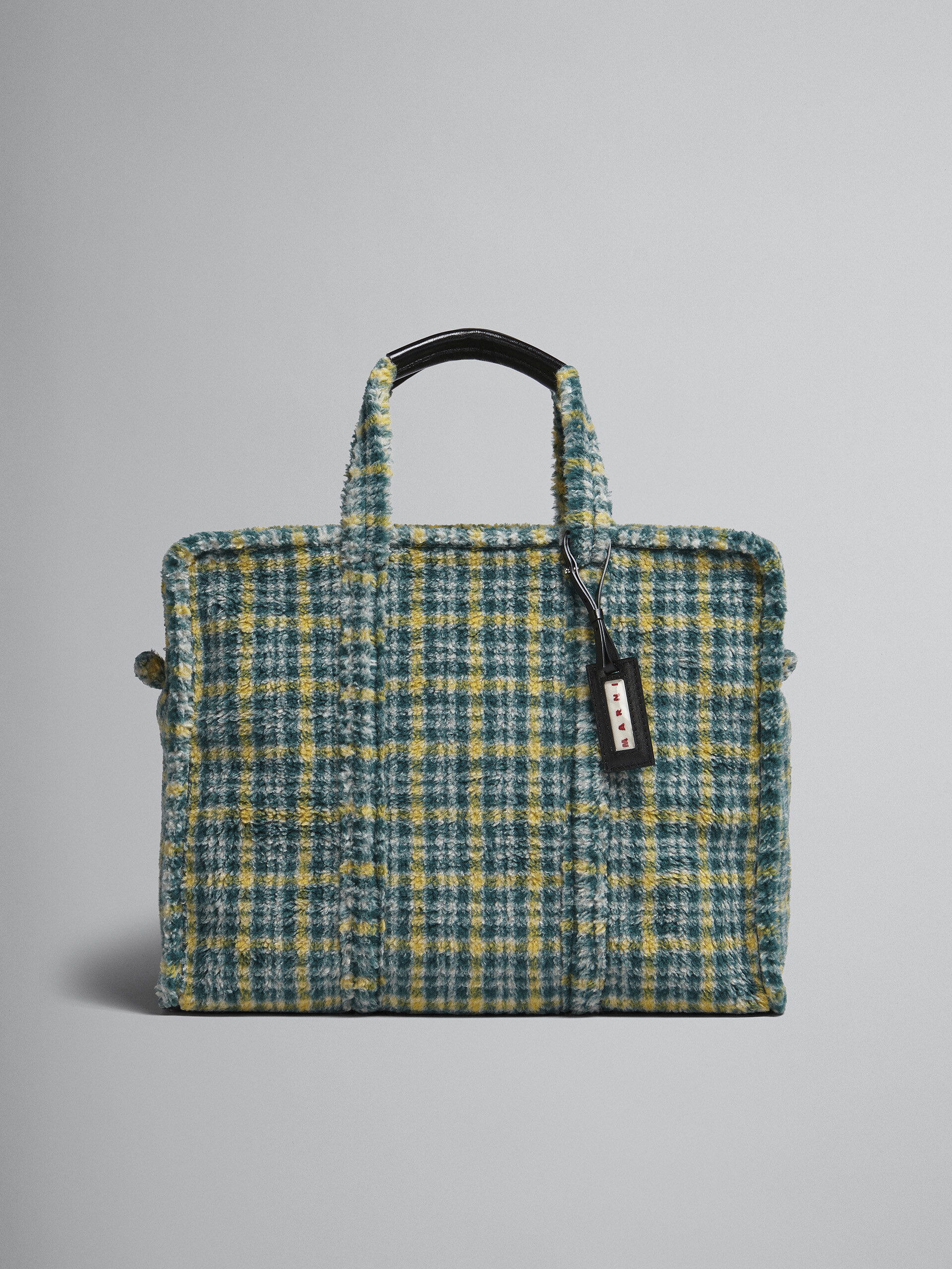 Travel bag in tessuto con motivo a riquadri verde - Borse shopping - Image 1