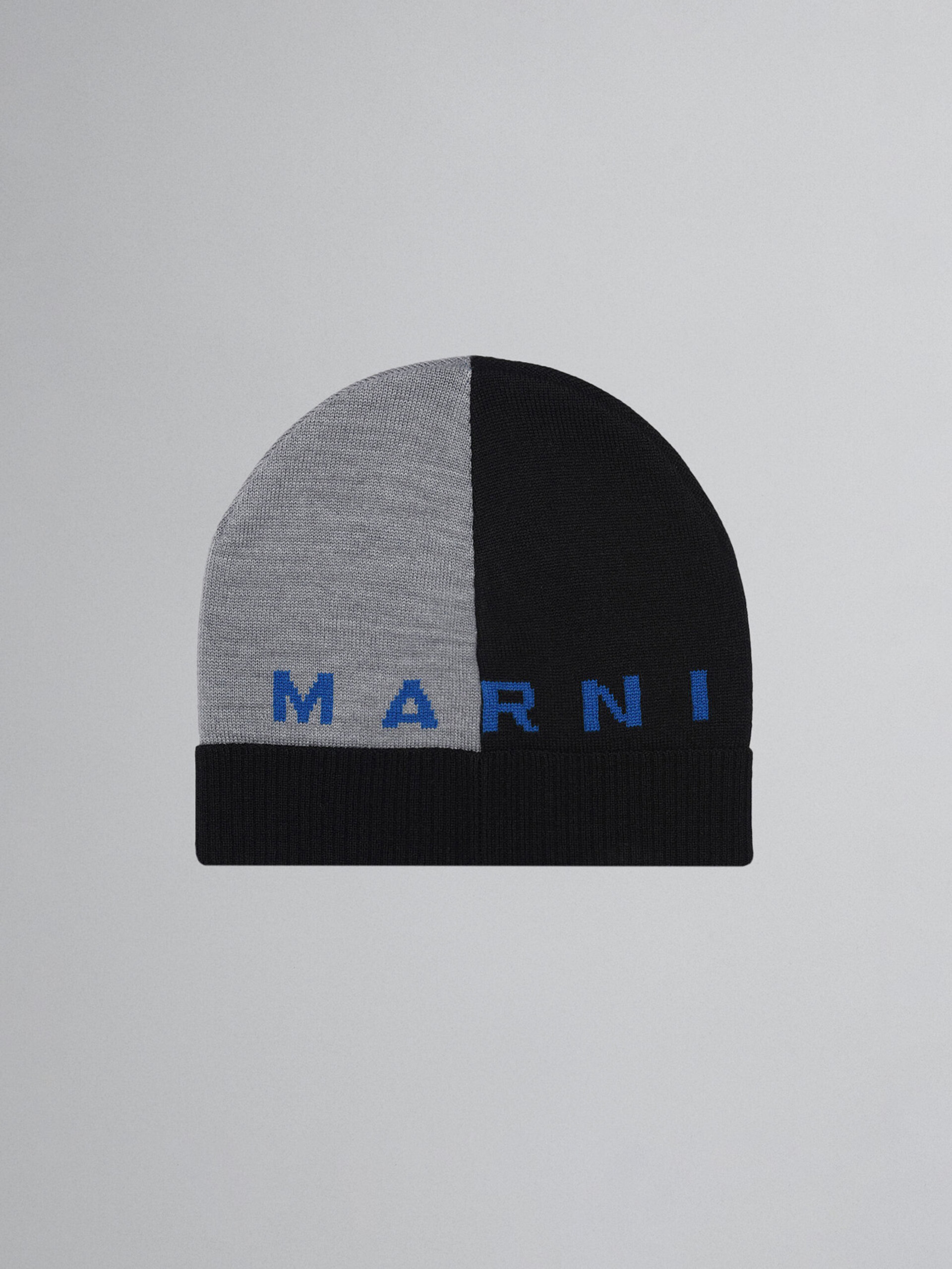Black colour-block beanie with "Marni" intarsia - Caps - Image 2