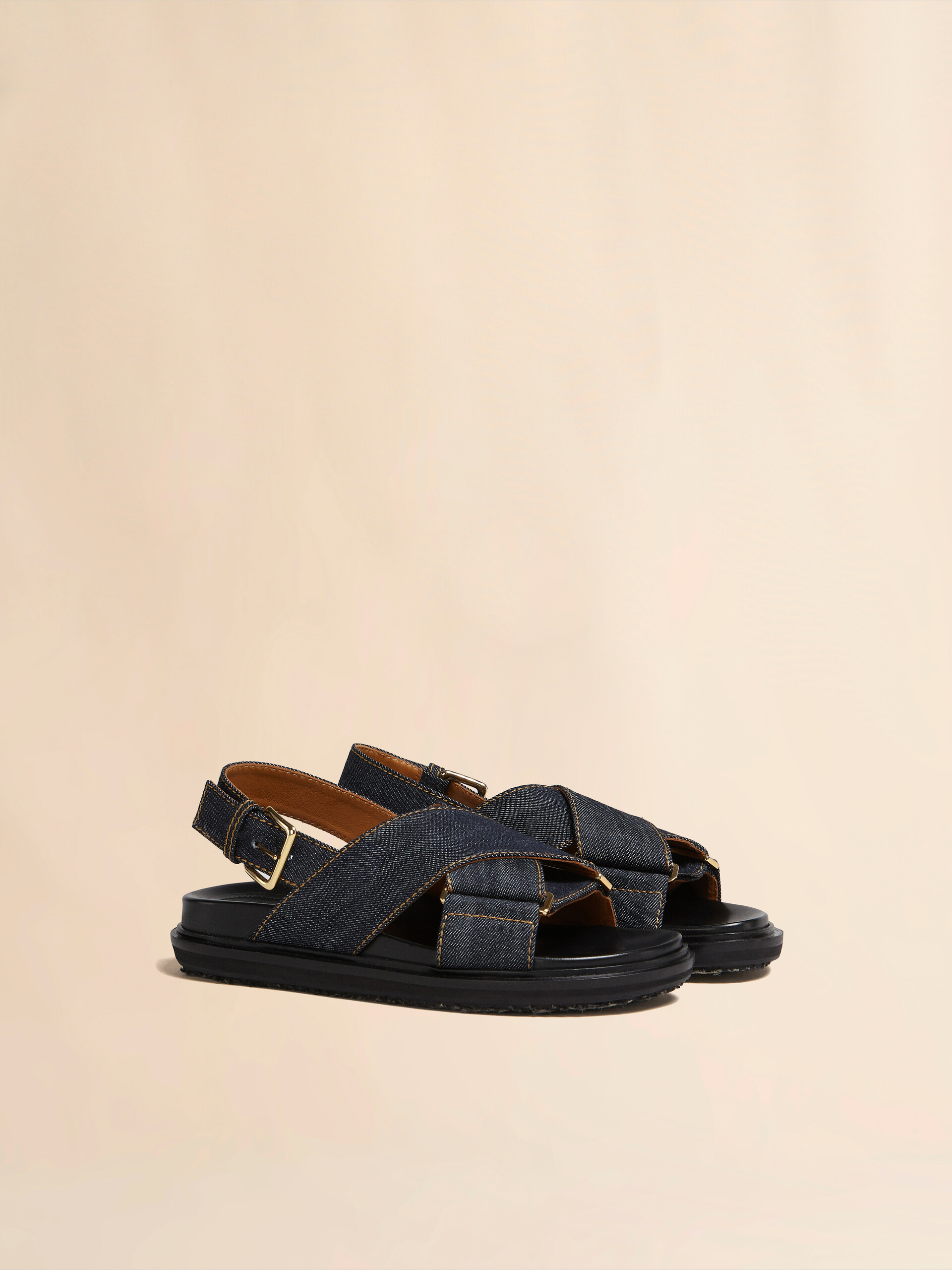 Sandalo incrociato in denim blu - Sandali - Image 2