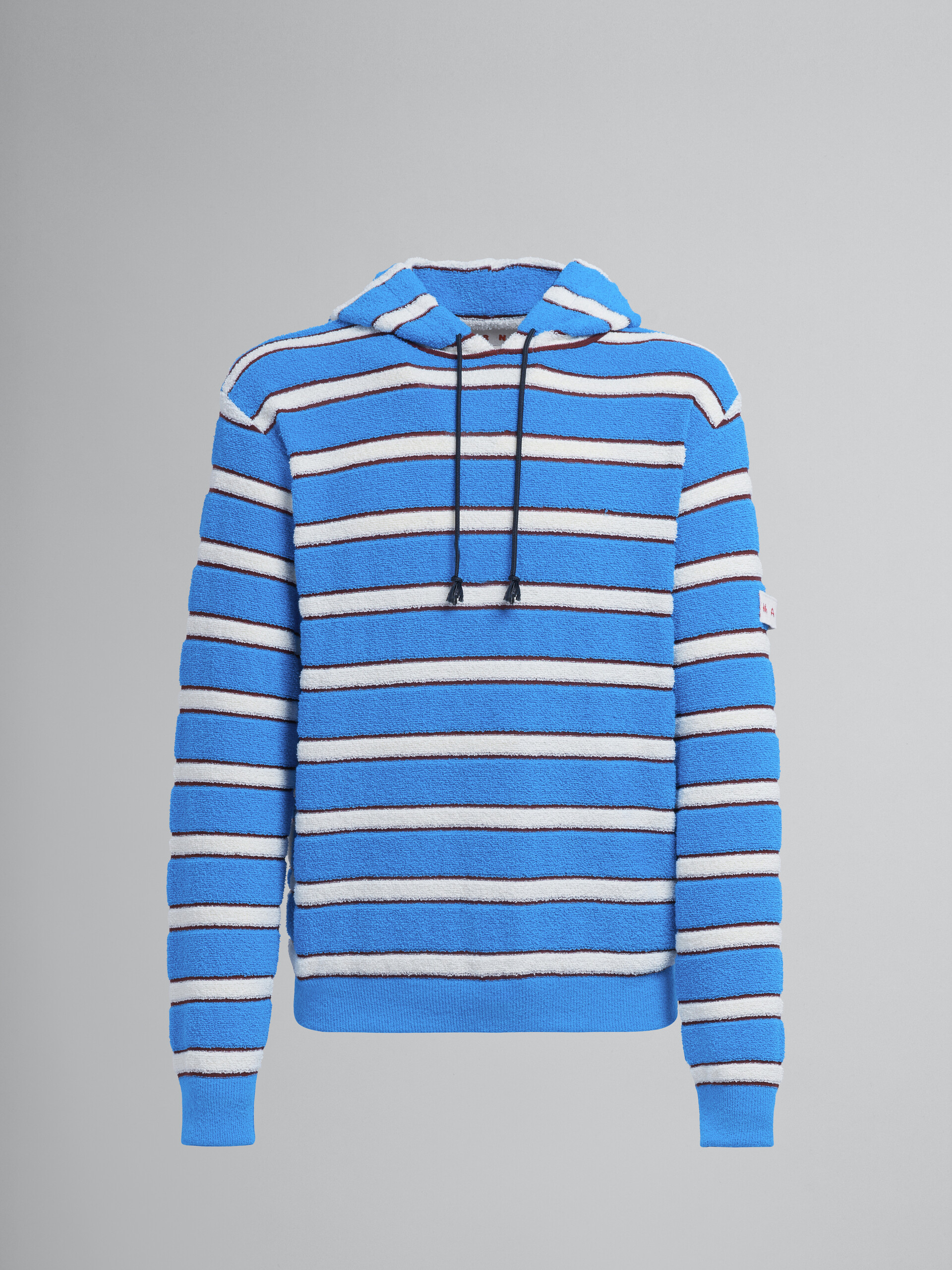 Striped terry-knit hooded sweater - Pullovers - Image 1