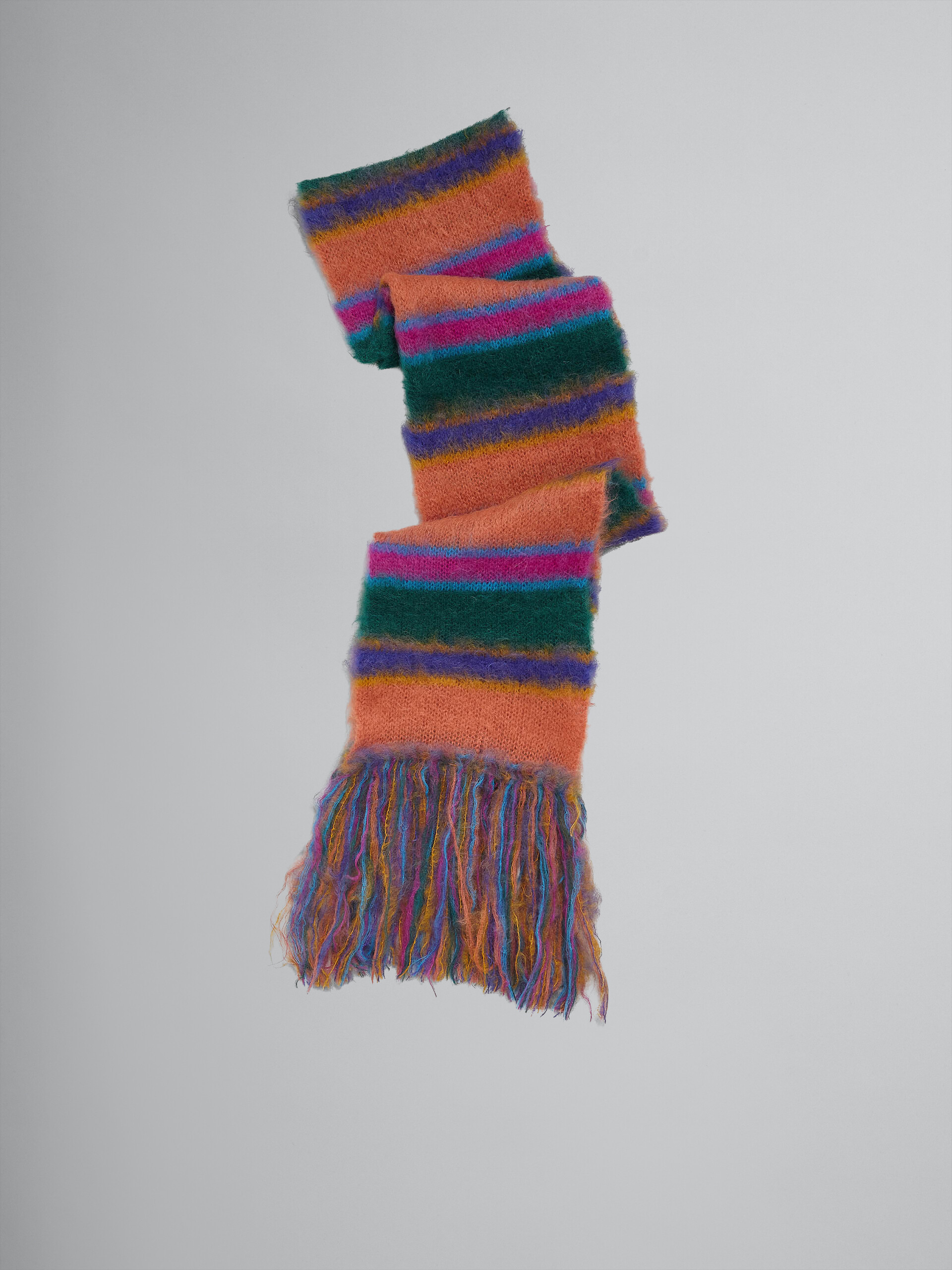 Multicolour striped mohair and wool  scarf - Scarves - Image 1