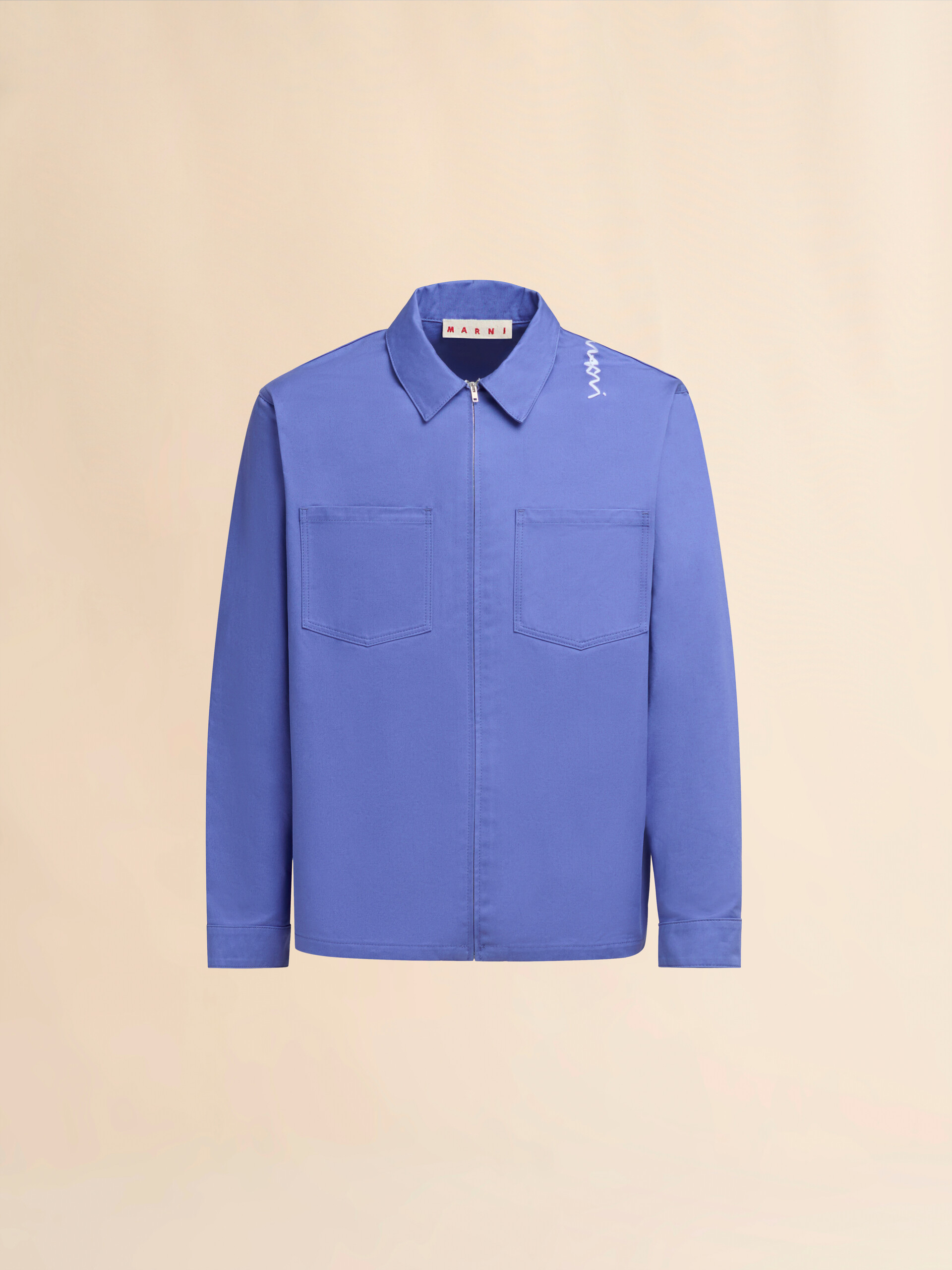 Indigo organic cotton shirt with Marni Symbol - Shirts - Image 1