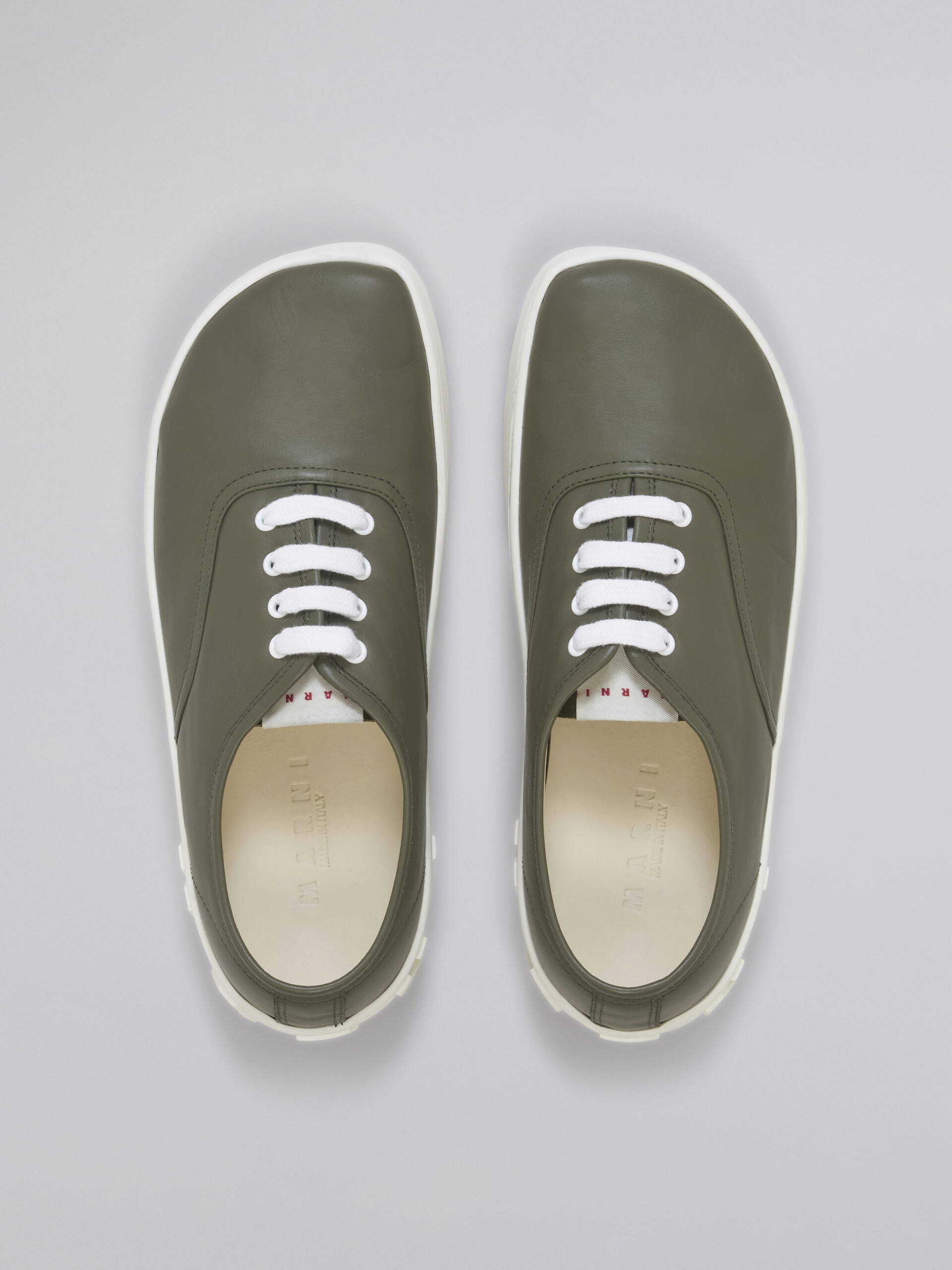 Green leather sneaker with maxi logo - Sneakers - Image 4